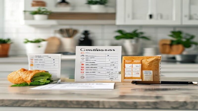 Generic Nutrition Facts label with Calories line and checklist for label comparison