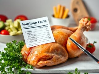 Chicken, broilers or fryers, breast, meat only, cooked, roasted with a generic Nutrition Facts style card for nutrition data review