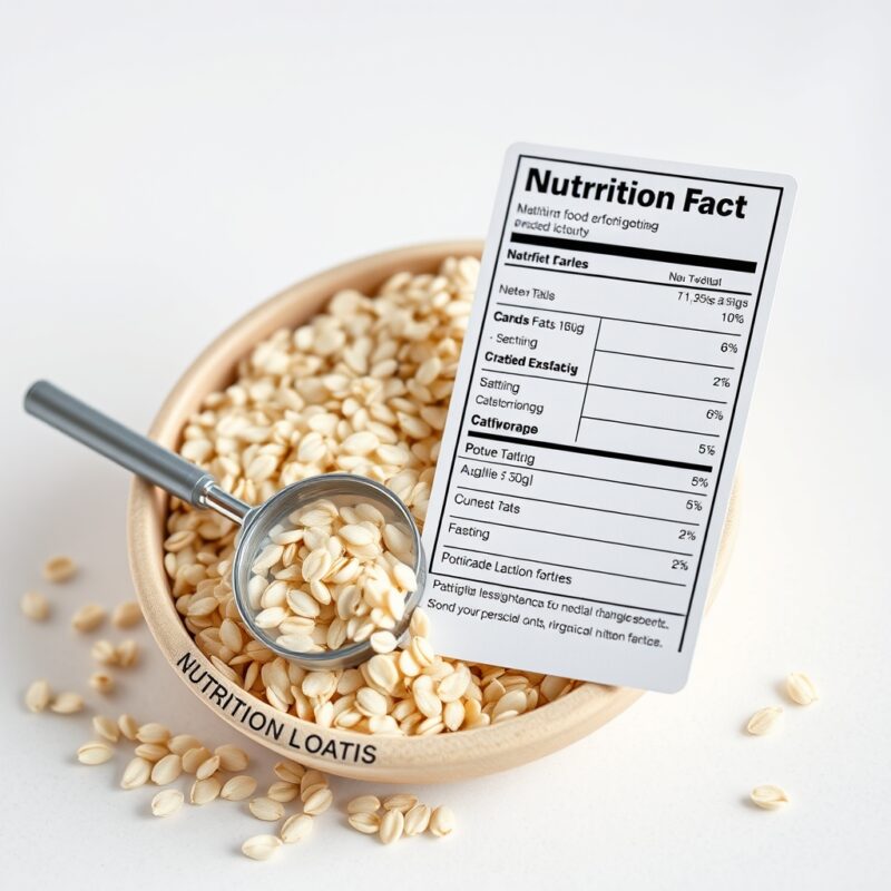 Oats (Includes foods for USDA's Food Distribution Program) with a generic Nutrition Facts style card for nutrition data review