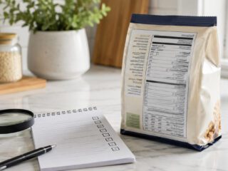 Generic nutrition facts label with checklist for saturated fat comparison