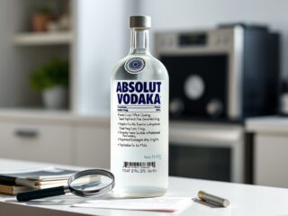 Generic branded-food nutrition label setup for Pernod Ricard Absolut Vodka