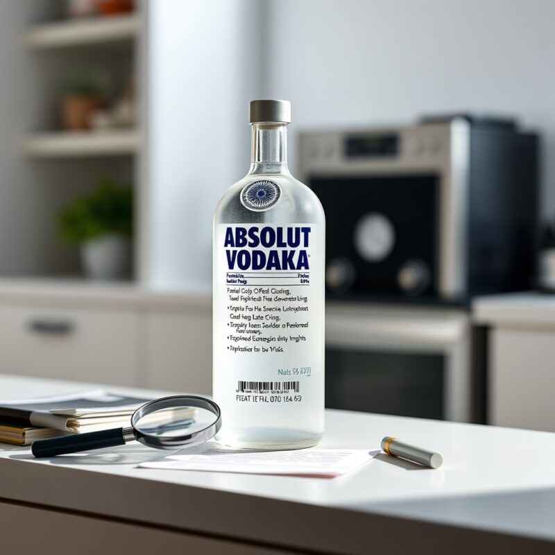 Generic branded-food nutrition label setup for Pernod Ricard Absolut Vodka