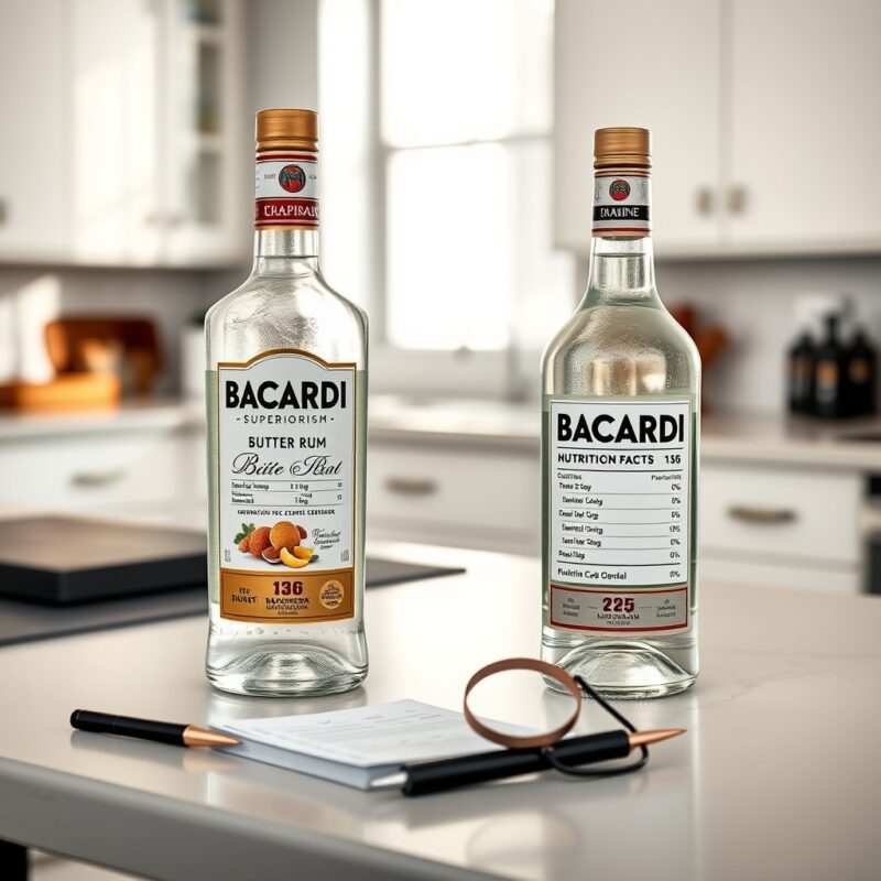 Generic branded-food nutrition label setup for Bacardi Bacardi Superior White Rum