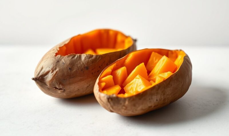 Baked vs Boiled Sweet Potato Nutrition Facts clean editorial nutrition education image