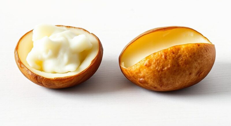 Boiled vs Baked Potato Nutrition Facts clean editorial nutrition education image