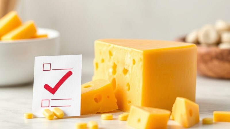 Cheese, cheddar (Includes foods for USDA's Food Distribution Program) with a generic Nutrition Facts style card for nutrition data review