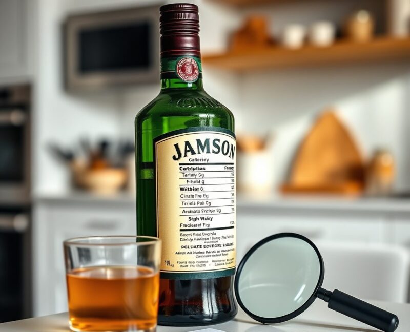 Generic branded-food nutrition label setup for Irish Distillers Jameson Irish Whiskey