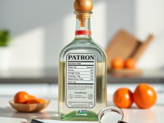 Generic branded-food nutrition label setup for Patrón / Bacardi Patron Silver Tequila