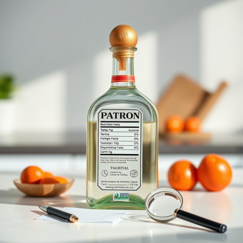 Generic branded-food nutrition label setup for Patrón / Bacardi Patron Silver Tequila